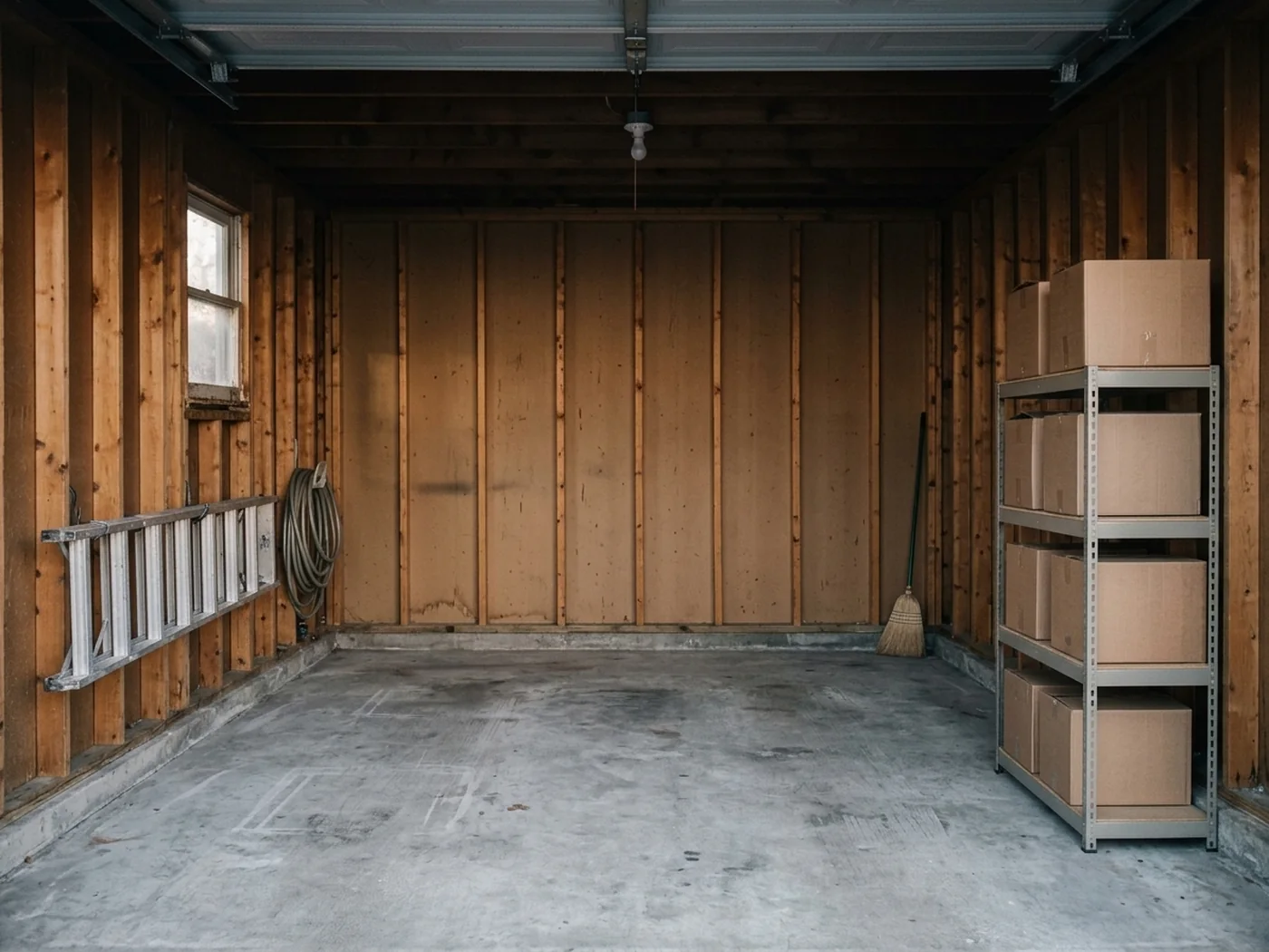 The same Woonsocket garage swept clear and organized after the junk removal crew finished